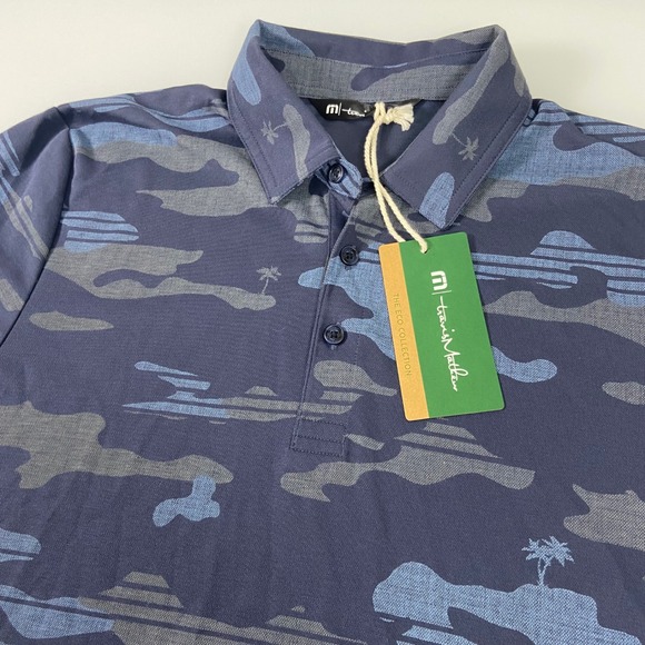 Travis Mathew Other - Travis‎ Mathew Mens Small Beachside Stealth Polo Shirt Blue Camo Golf NEW FLAW